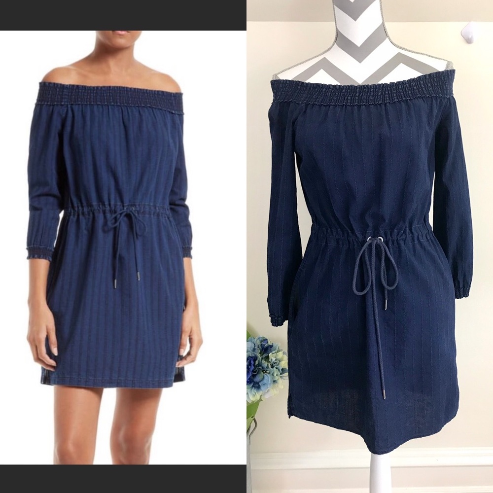 Rag & Bone “Drew” Cotton Denim Mini Dress in Indigo Blue